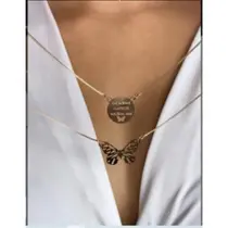 Colar Corrente Escapulário Borboleta Das Minhas Cicatrizes Nasceram Asas e Borboleta