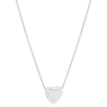 Colar Corrente Feminina 45cm Ponto De Luz Coração Prata 925