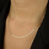 Colar Corrente Feminina 50cm Piastrine Em Ouro 18k 750