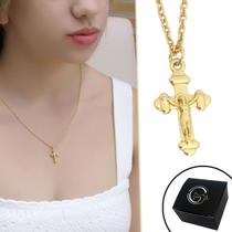 Colar Corrente Feminina Cruz Delicada Banhada a Ouro