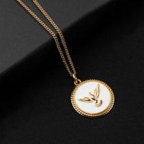 Colar Corrente Feminina Masculina Pingente Espírito Santo Pomba Gargantilha Religiosa Medalha Redond