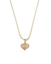 Colar Corrente Feminina Pingente Amor Coração Branco Letra Inicial O Personalizada Banhado a Ouro 18k.