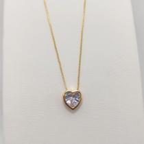 Colar Corrente Feminino 45cm com Pingente Coração Ponto de Luz 9x10mm SemiJóia Banhado a Ouro 18k Colar Corrente Feminino 45cm com Pingente Coração Ponto de Luz 9x10mm SemiJóia Banhado a Ouro 18k