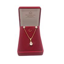 Colar Corrente Feminino Banhado A Ouro 40cm e Brinco Solitário - Conj Gargantilha e Brinco Folhado Colar Corrente Feminino Banhado A Ouro 40cm e Brinco Solitário - Conj Gargantilha e Brinco Folhado