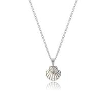 colar corrente feminino em aço inox antialérgico mini concha do mar prata 45cm 60cm para adulto
