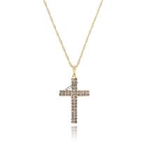 Colar Corrente Feminino Gargantilha cruz crucifixo COM Pedrinha Zircônia strass brilha cravejado