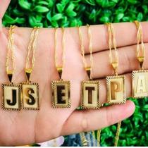 Colar Corrente feminino letra inicial corrente Singa pura 45cm Banhado 18k Colar Corrente feminino letra inicial corrente Singa pura 45cm Banhado 18k