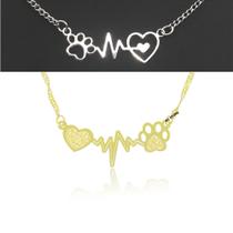 colar corrente feminino pato pata pet gato coração os batimentos cardíacos cachorro folheado prata