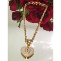 Colar Corrente Feminino Pingente Coração Inicial Letra do Nome Semijoia