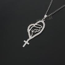 colar corrente feminino pingente santa maria proteção folheado a ouro gargantilha choker colar corrente feminino pingente santa maria proteção folheado a ouro gargantilha choker