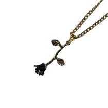 Colar Corrente Feminino Pomba Gira Rosa Negra 3,5cm Dourado