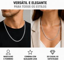 Colar Corrente Figaro 3mm Aço Inox 70cm Não Escurece Colar Corrente Figaro 3mm Aço Inox 70cm Não Escurece