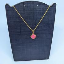 Colar Corrente gargantilha flor Trevo Resinado preto branco verde Folheado Inspiração Virginia Blogueira tendência