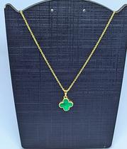 Colar Corrente gargantilha flor Trevo Resinado preto branco verde Folheado Inspiração Virginia Blogueira tendência