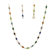 Colar Corrente Gargantilha Folheada A Ouro Pedras Coloridas Em Caixa De Luxo - Semijoias Colar Corrente Gargantilha Folheada A Ouro Pedras Coloridas Em Caixa De Luxo - Semijoias