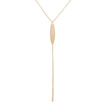 Colar Corrente Gravatinha Navete Pedras Banhado Ouro 18K Colar Corrente Gravatinha Navete Pedras Banhado Ouro 18K