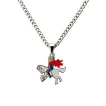 Colar Corrente Imagem São Jorge 3 Cm Metal Niquelado