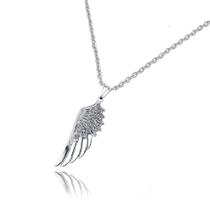 colar corrente masculina feminino pingente asa de anjo cor prata prateado estilo adultos menino 60cm colar corrente masculina feminino pingente asa de anjo cor prata prateado estilo adultos menino 60cm