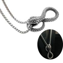 Colar Corrente Masculina Pingente Cobra Serpente Aço Inox