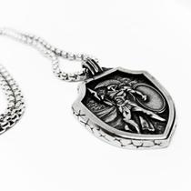 Colar Corrente Masculina Pingente Guerreiro 300 de Esparta Gladiador Aço Inox Colar Corrente Masculina Pingente Guerreiro 300 de Esparta Gladiador Aço Inox