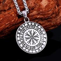 Colar Corrente Masculina Pingente Viking Lobo Aço Inox Banhado a Ouro + Bag