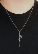 Colar Corrente Masculino Aço Inoxidável com Pingente Crucifixo Cruz Placa Pai Nosso Fé Cordão Colar Corrente Masculino Aço Inoxidável com Pingente Crucifixo Cruz Placa Pai Nosso Fé Cordão