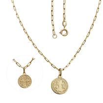 Colar Corrente Medalha De São Bento Folheado A Ouro
