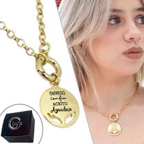 Colar Corrente Medalha Entrego Confio Aceito Agradeço Banhado a Ouro Colar Corrente Medalha Entrego Confio Aceito Agradeço Banhado a Ouro