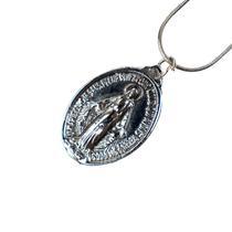 Colar Corrente Medalha Jesus Misericordioso 3,2 cm Niquelado