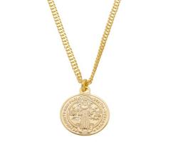 Colar Corrente Micro Elos com Pingente São Bento Banhado em Ouro 18K Colar Corrente Micro Elos com Pingente São Bento Banhado em Ouro 18K