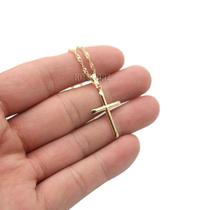 colar corrente mini cruz crucifixo folheado a ouro dourado feminino gargantilha