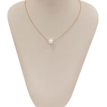 Colar Corrente Mini Elos Português com Pérola Banhado a Ouro Semijoia Antialergica
