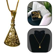 Colar Corrente Nossa Senhora Aparecida Aço Inox Dourado