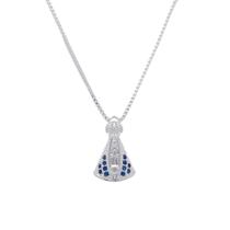 Colar Corrente Nossa Senhora Aparecida Pedras Folheada 925