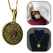 Colar Corrente Oração Ave Maria Aço Inox Dourado Colar Corrente Oração Ave Maria Aço Inox Dourado