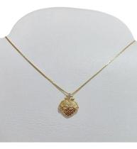 Colar Corrente Pedra Zirconia Coração De Jesus Presente Mãe