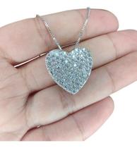 Colar Corrente Pedra Zirconia Coração Semijoia Banho D Rodio Colar Corrente Pedra Zirconia Coração Semijoia Banho D Rodio