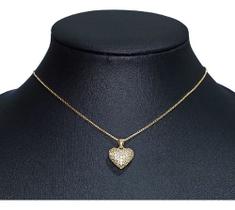 Colar Corrente Pedra Zirconia Coração Semijoia Presente