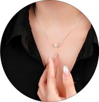 Colar Corrente Pérola Feminino Gargantilha Moda Prata Choker - Colar Corrente Pérola Feminino Gargantilha Moda Prata Choker -