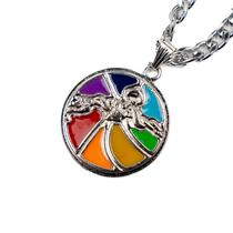 Colar Corrente Pingente 2,7cm Oxumaré Colorido Niquelado