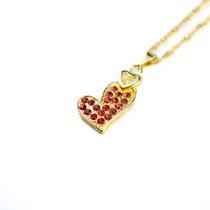 Colar Corrente Pingente Coração e Strass 3 cm Dourada Colar Corrente Pingente Coração e Strass 3 cm Dourada