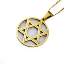 Colar Corrente Pingente David 4 cm com Aro Dourada Inox