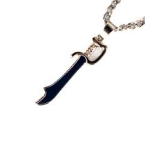 Colar Corrente Pingente Espada de Ogum 3,5 cm Niquelado
