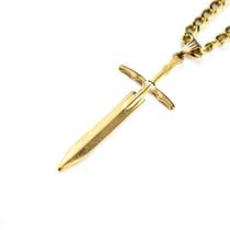 Colar Corrente Pingente Espada Ogum 5,5cm Dourado