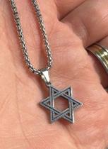 Colar Corrente Pingente Estrela de Davi Aço Inox Estrelinha antialérgica feminino masculino - COR05