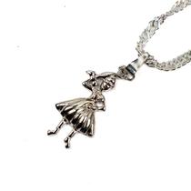 Colar Corrente Pingente Ewa 3 cm Niquelada