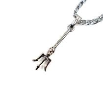 Colar Corrente Pingente Exu Tridente 3,2 cm Prateado