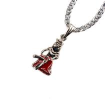 Colar Corrente Pingente Maria Navalha Vermelho Niquelado