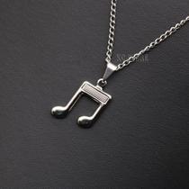 colar corrente pingente nota musical clave do sol musica music colar prateado choker