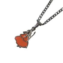 Colar Corrente Pingente Orixá Ewa Laranja 2,3 Cm Niquelado